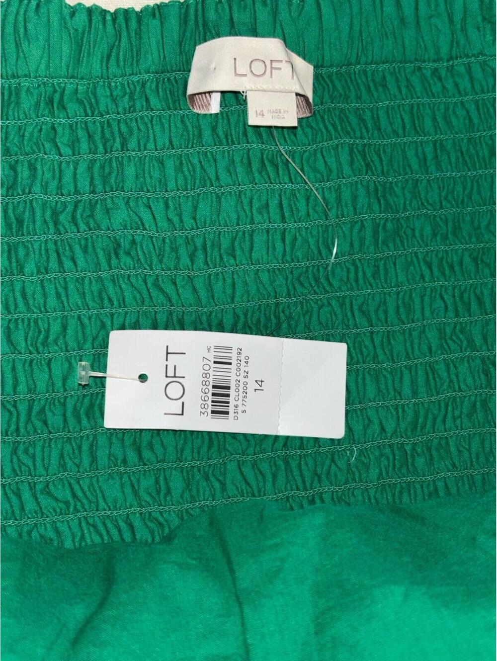 Loft Poplin Cutout Tie Back Ruched Midi Dress Size 14 New - Picture 7 of 9